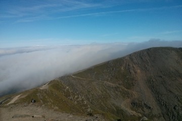 Climbers walk up Mt Snowdon