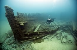 Lucinda Van Valkenburg which sank just outside Thunder Bay in 1887. Photo: Tane Casserley/NOAA